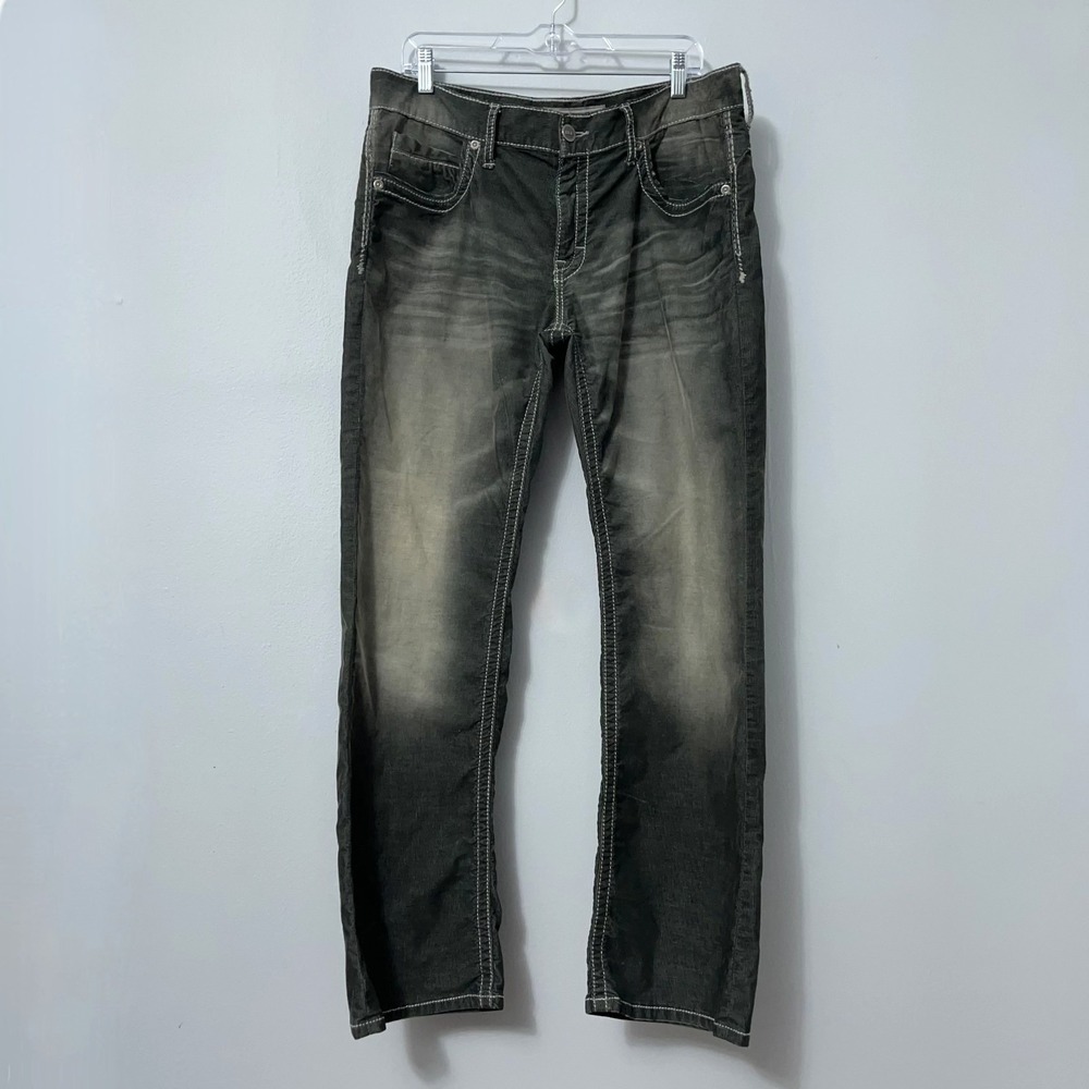 BKE Carter Pants Men 36 R Gray Corduroy Boot Cut Stretch